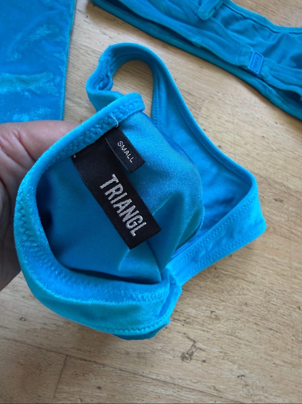 Triangl Turquoise Blue Velvet Bikini size small - Picture 5 of 7